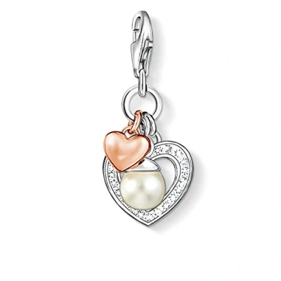 Abbildung von Thomas Sabo Damen Charm Anhänger Herzen Süßwasserzuchtperle Club 925 Sterling Silber 0937 426 14