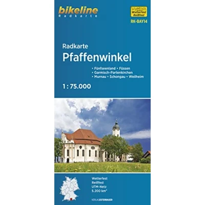 Abbildung von Radkarte Pfaffenwinkel (RK BAY14): Fünfseenland Füssen Garmisch Partenkirchen Murnau Schongau Weilheim, 1:75.000, wetterfest/reißfest, GPS tauglich mit UTM Netz (Bikeline Radkarte)