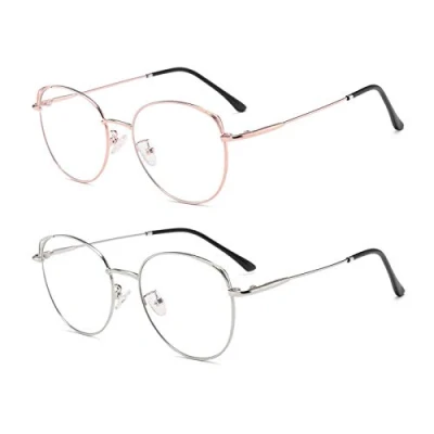 Abbildung von Dollger Blaulichtfilter Brille Anti Blaulicht Computerbrille Katzenauge ohne sehstärke Metallgestell Pc Gaming Bluelight Filter Uv Blockieren Blaue Licht Glasses Damen RoséGold+Silber