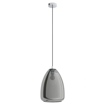 Abbildung von EGLO Hängelampe Alobrase, Pendelleuchte Esstisch, Hängeleuchte aus Metall in chrom und bedampften Glas schwarz transparent, Esszimmerlampe hängend, E27 Fassung, Ø 30 cm