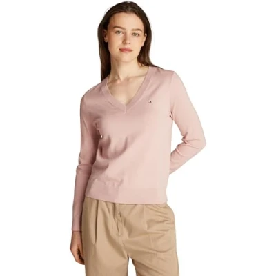 Abbildung von Tommy Hilfiger Stitch Sweater Strickpullover, Damen, Größe: XXL, Foggy pink