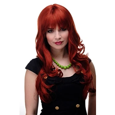 Abbildung von WIG ME UP 285 135 Damen Perücke große kräftige Locken, welligem Haar mit glattem Pony Rot Dunkel Kupferrot ca. 65 cm