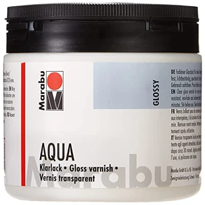 Abbildung von Marabu 11350075000 Farbloser aqua Klarlack, transparent 500 ml Dose, hochglänzender Acryl Lack auf Wasserbasis, für Hobby und Freizeit, zum Lackieren vieler Bastelarbeiten Materialien