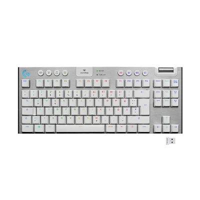 Abbildung von Logitech G915 LIGHTSPEED TKL Tenkeyless kabellose mechanische Gaming Tastatur, Taktiler GL Tasten Switch, LIGHTSYNC RGB, Ultraschlankes Design, 40+ Stunden Akkulaufzeit, Deutsches QWERTZ Layout Weiß