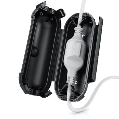 Abbildung von Brandson Garten Kabelbox wasserdicht outdoor IP44 wasserdichte Safe Box trittfest wetterbeständige Schutzbox für Verlängerungskabel LED Kette Elektrowerkzeug Rasenmäher