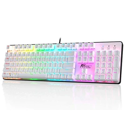 Abbildung von RK ROYAL KLUDGE RK920 Mechanische Tastatur in voller Größe, Gaming mit Regenbogenbeleuchtung, 104 Tasten und Nummernblock, taktiler brauner Schalter