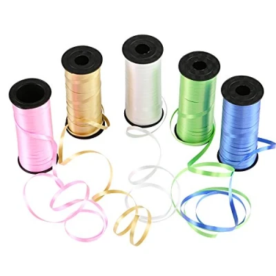 Abbildung von Naler Geschenkband Polyband in 5 Farben Ringelband Deko Band für Ballonverschlüsse Geschenkverpackung Basteln (5 Rollen)