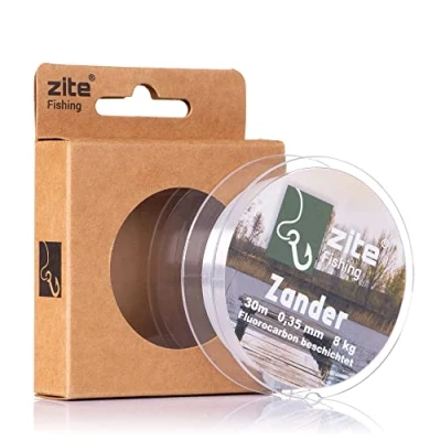 Abbildung von Zite Fishing Fluorocarbon Vorfach Schnur Zander Angeln Monofile Angelschnur Beschichtet 0,35mm 30m zum Spinnfischen