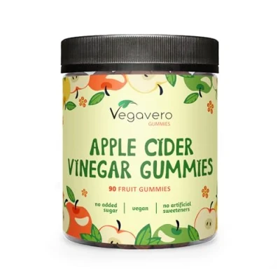 Abbildung von Apfelessig Gummibärchen 90 Stück Hoher Fruchtanteil Frei von Zusatzstoffen Natürlich Apple Cider Vinegar Gummies Laborgeprüft &amp; Vegan Vegavero®