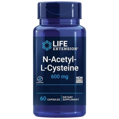 Abbildung von Life Extension N Acetyl Cysteine (NAC), 600mg Depot, alle 3 Tage 1 Kapsel, 60 vegane Kapseln, Laborgeprüft, Vegetarisch, Glutenfrei, Sojafrei, Ohne Gentechnik