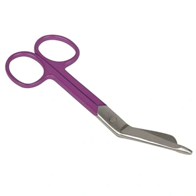 Abbildung von Gima Lister Verbandschere für Krankenpfleger, Violet, aus rostfreiem Stahl, seidenglänzend und pulverbeschichtet, Länge 14 cm, zum professionellen Gebrauch.