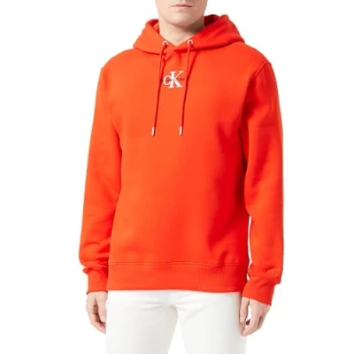 Abbildung von Calvin Klein Jeans Herren Hoodie Monologo mit Kapuze, Rot (Fiery Red), L