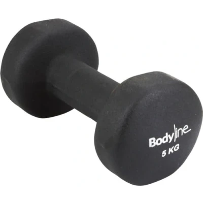 Abbildung von Bodyline Hantel aus Gusseisen mit Neoprenüberzug 5 kg stoßfest und rutschfest einzeln Fitnessstudio HomeGym
