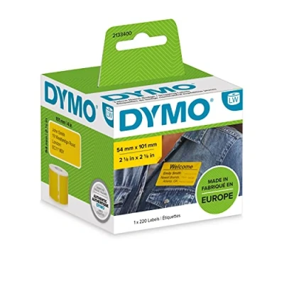 Abbildung von DYMO Original LabelWriter Versandetiketten/Namensschilder (Groß) Schwarz auf gelb 54 mm x 101 Selbstklebend Rolle mit 220 Easy Peel Etiketten für Etikettendrucker