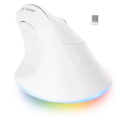 Abbildung von Bluestork Ergonomische Vertikale Kabellose Maus 800 2400dpi 6 Tasten RGB Ergonomisch Kabellos Vorbeugung Gegen Mausarm (rsi Syndrom) Pc &amp; Mac Weiß für Rechtshänder