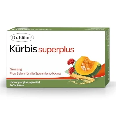 Abbildung von Dr. Böhm Kürbis superplus: Mit Extrakt, Ginseng und Selen für die Spermienbildung, 30 Tabletten