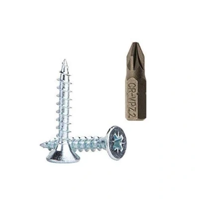 Abbildung von Holzschrauben aus verzinktem Stahl 6,0 x 30 mm, Pozi Drive Kopfschrauben, Befestigungselemente, Senkkopf, Spanplattenschrauben (100 Stück)