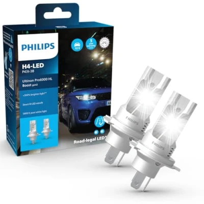 Abbildung von Philips Ultinon Pro6000 Boost gen2 Direct fit H4 LED Scheinwerferlampe mit Straßenzulassung*, +300% helleres Licht**