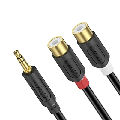 Abbildung von J&amp;D Stereo Audio Cinch zu Klinken Kabel, Gold Plated [AudioWave Serie] 3,5mm Männlich 2 RCA Weiblich Adapter Y Splitter Kabel 0.9 Meter