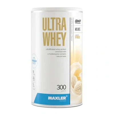 Abbildung von Maxler Ultra Whey Protein 23 g pro Portion Reines Pulver Molkenprotein Konzentrat, Isolat, Hydrolysat Mit BCAA Vanilleeis 300g