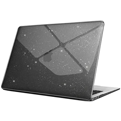 Abbildung von Fintie Hülle kompatibel mit MacBook Air 13 (2018 2020 Version) A2337(M1)/A2179/A1932, Ultradünne Hartschale Schutzhülle Snap Case, Schwarz(Glitzer)