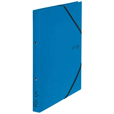 Abbildung von VON Leitz Ringbuch A4, Karton, Mit 2 Ringen und Gummibandverschluss, 25 mm Rückenbreite, Für 140 Blatt, Ringmechanik, Schule, Studium &amp; Zuhause, 5 Stück, Blau, 30120035