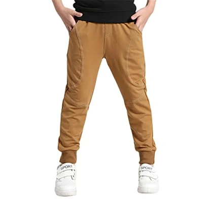 Abbildung von YOUNGSOUL Jungen Jogginghose Kinder Hosen Baumwolle Freizeithose Sweathosen Sporthose Lang Braun Herstellergröße 140/ DE Größe: 140