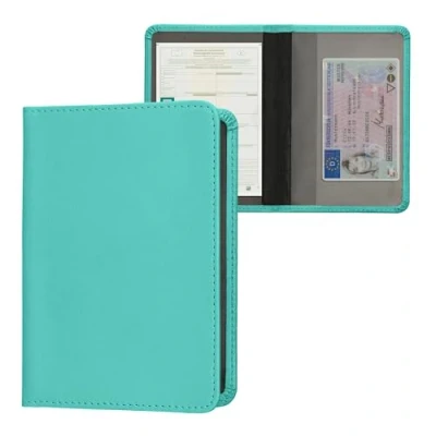 Abbildung von kwmobile Fahrzeugschein Hülle mit Kartenfächern Kunstleder Etui Tasche für Auto Zulassungsbescheinigung Führerschein Cool Mint