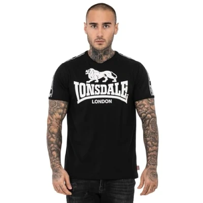 Abbildung von Lonsdale Normale Passform Stour Tshirt print, Herren, Größe: XXL, Black white