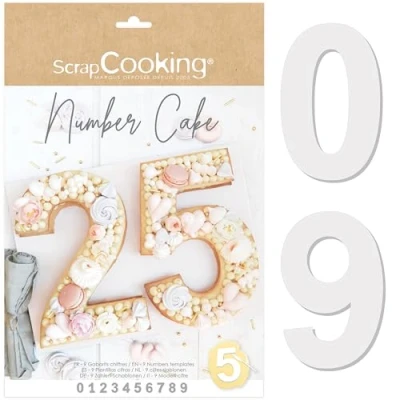 Abbildung von ScrapCooking Number Cake Kuchenform Set Zahlen 0 bis 9 Höhe 28 cm / 11 Zoll Zahlenform Backformen Schablonen Backzubehör Kunststoffschablonen Geburtstag Mit Rezepten 3927