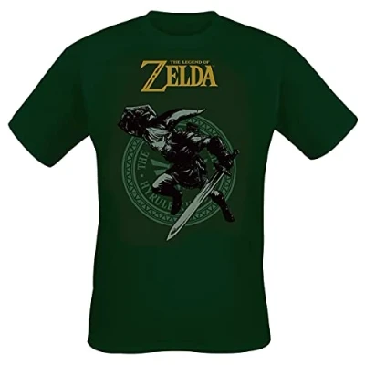 Abbildung von Henry Tiger Nintendo Legend OF Zelda LINK POSE Tshirt print, Herren, Größe: XL, Bottle green