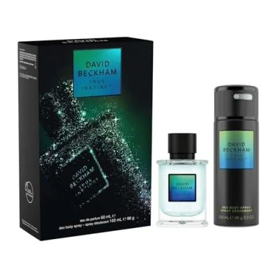 Abbildung von David Beckham Geschenkbox True Instinct, Eau de Parfum 50 ml und Deodorant Spray 150 ml, holziger bernsteinfarbener Duft für Ihn