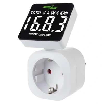 Abbildung von Green Blue Strommessgerät, Energiekostenmessgerät, Digitaler Wattmeter, Stromverbrauchszähler, Energiezähler 16A Max: 3680 W, Anzeige von verbrauchten kWh und Energiekosten