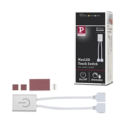 Abbildung von Paulmann 70975 Stripe MaxLED Touch Switch max. 144 Watt dimmbar Lichtband Silber Lichtstreifen Metall LED Band