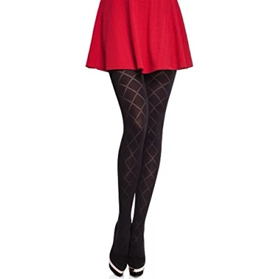 Abbildung von Merry Style Damen blickdichte Strumpfhose mit Muster MS 328 60 DEN (Schwarz, XL (44 48))