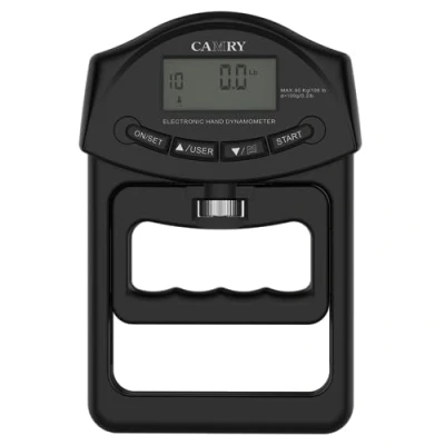 Abbildung von camry Digitales Hand Dynamometer, Griffstärke Messgerät, automatische Erfassung der elektronischen Handgriffkraft, 198 lbs/90 kg, Schwarz
