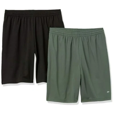 Abbildung von Amazon Essentials Herren Leichte Performance Funktionsshorts In Lockerer Passform (Erhältlich Übergrößen), 2er Pack, Olivgrün/Schwarz, XL