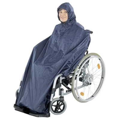 Abbildung von Maximex Rollstuhl Regencape, Regenponcho zum Überwerfen, Mit Reflektoren, Schutz vor Nässe und Schmutz, Polyester, 135 x 132 1 cm, Universalgröße, Blau