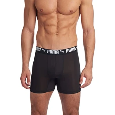 Abbildung von PUMA Herren 3er Pack Boxershorts mit athletischer Passform Retroshorts, Schwarz, Large