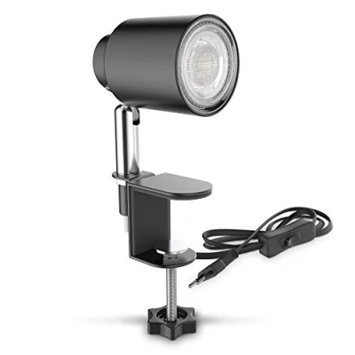 Abbildung von B.K.Licht Schreibtischlampe mit Kabelschalter, schwenkbar, klemmbar, Klemmlampe, Klemmleuchte, Nachttischlampe, Leselicht Kinder, Bürolampe, Leselampe, 14,6x5,2x7,4 cm, Schwarz