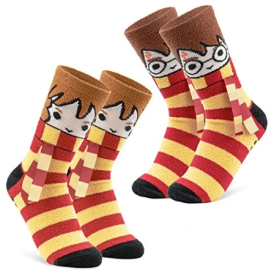 Abbildung von Harry Potter Damen Socken, 2er Pack Kuschelsocken Flauschig mit ABS