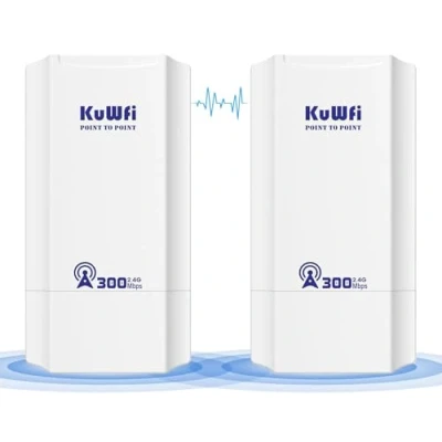 Abbildung von KuWFi WiFi Bridge, 5.8G Access point to wlan Bridge Outdoor CPE, Wireless für 1KM Netzwerkverlängerung, starlink Router, CCTV, Kamera, acces mit PoE Adapter, 2 LAN Port