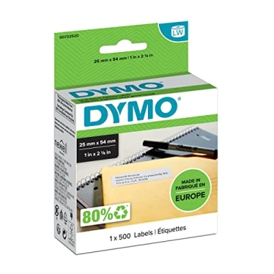 Abbildung von DYMO Original LabelWriter Rücksendeadressetiketten 25 mm x 54 Rolle mit 500 leicht ablösbaren Etiketten selbstklebend Beschriftungsgerät für Etikettendrucker