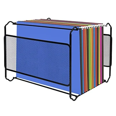 Abbildung von Belle Vous Schreibtisch Organizer Schwarz aus Metall (33,5 x 25,5 28 cm) A4 Hänge Stehsammler Für ca.30 Dokumente, Ordner Organizer, Brieftasche, Papier Unterlagen Aufbewahrung