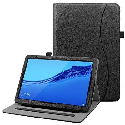 Abbildung von Fintie Hülle für Huawei MediaPad T5 10.1 Kunstleder Multi Winkel Betrachtung Folio Stand Schutzhülle mit Dokumentschlitze 10 10,1 Zoll 2018 Tablet, Schwarz
