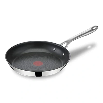 Abbildung von Jamie Oliver by Tefal Cook&#039;s Direct On Bratpfanne 24 cm, Antihaft, Induktionstauglich, Backofenfest, Edelstahl, Genieteter Griff, E3100434