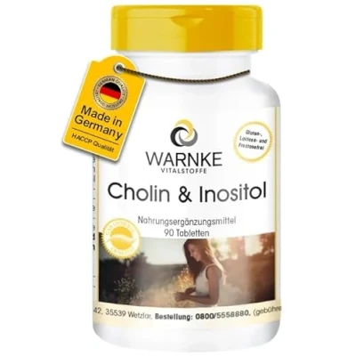 Abbildung von Cholin &amp; Inositol 90 Tabletten hochdosiert vegan mit Cholinbitartrat Warnke Vitalstoffe Deutsche Apothekenqualität