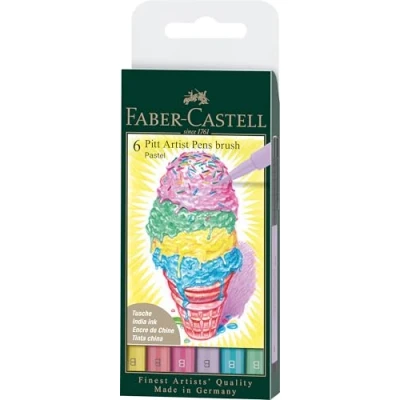 Abbildung von FABER CASTELL 167163 Tuschestift Pitt artist pen Pastel, 6er Packung, Stärke: B