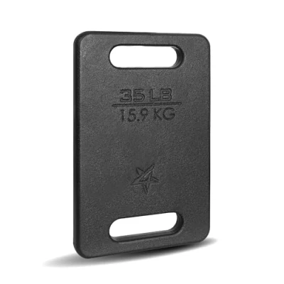 Abbildung von Yes4All 51F7 Gusseisen Ruck Plate Gewichte, 15,9 KG 35 PFUND, Schwarz Einzeln
