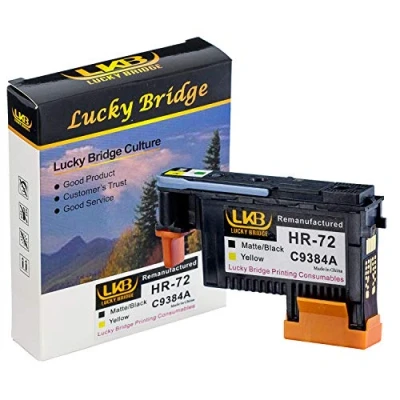 Abbildung von Lucky Bridge HP72 Druckkopf C9384A, matt/schwarz, gelb, wiederaufbereitet mit neuen aktualisierten Chips, Ersatz für HP Designjet T610 T620 T770 T790 T1100 T1120 1200 T1300 T2300 (72 C9384A)